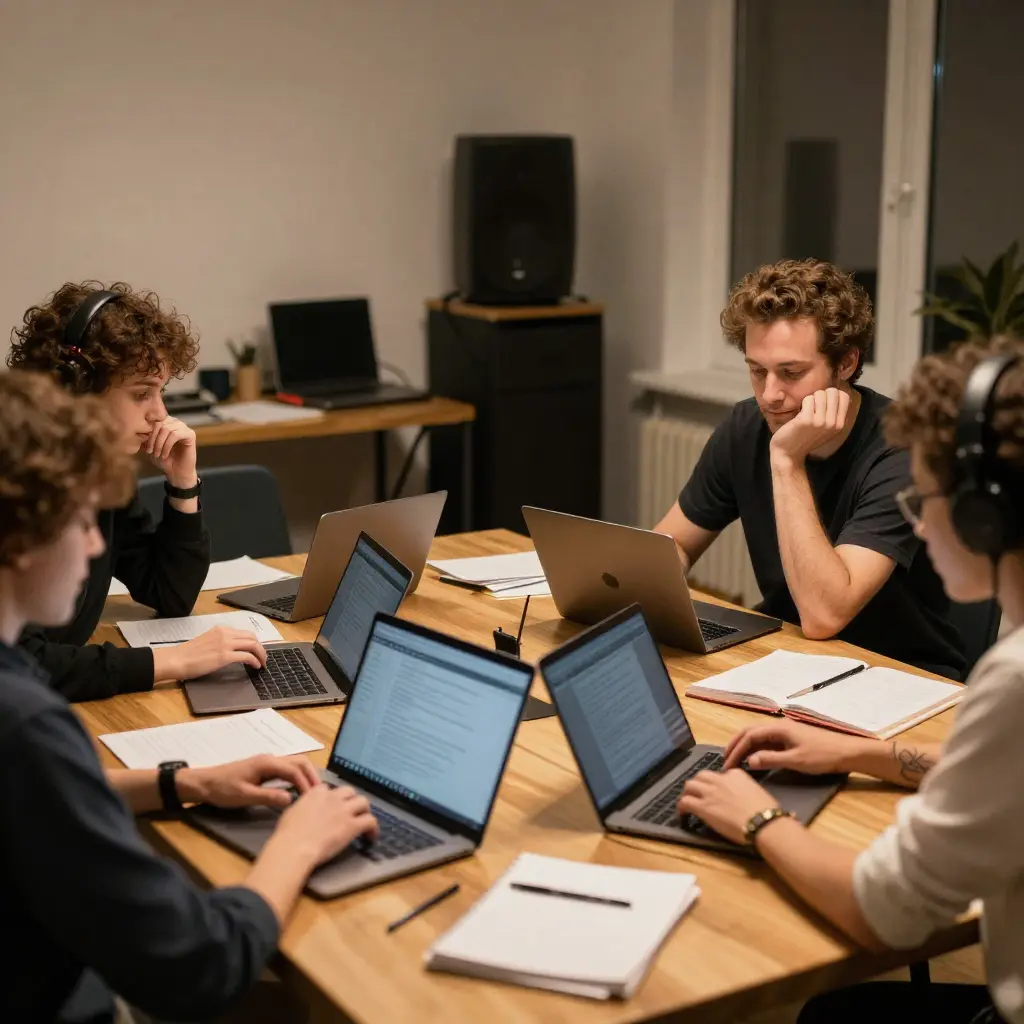 Ons team aan het werk in de studio